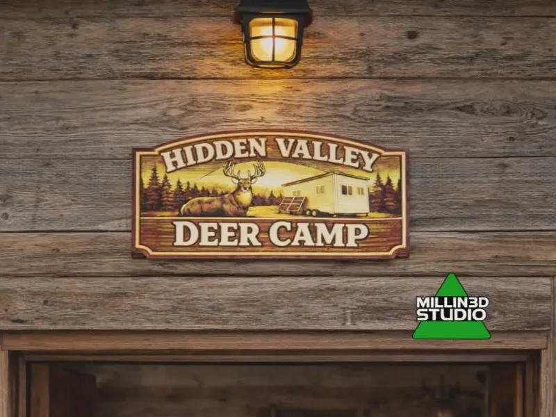 Hidden Valley Deer Camp Hunting Cabin Sign