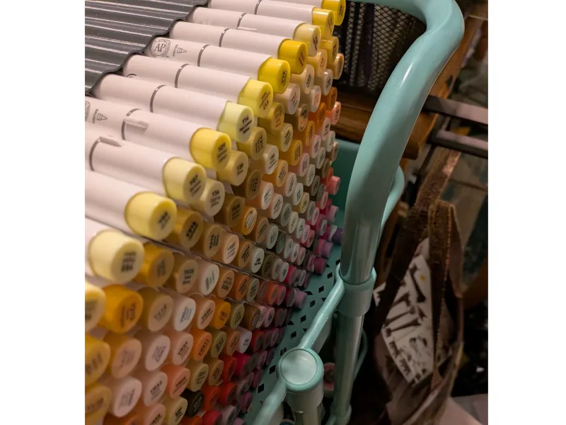 Marker holder with 163 slots. Holds irregular caps too.