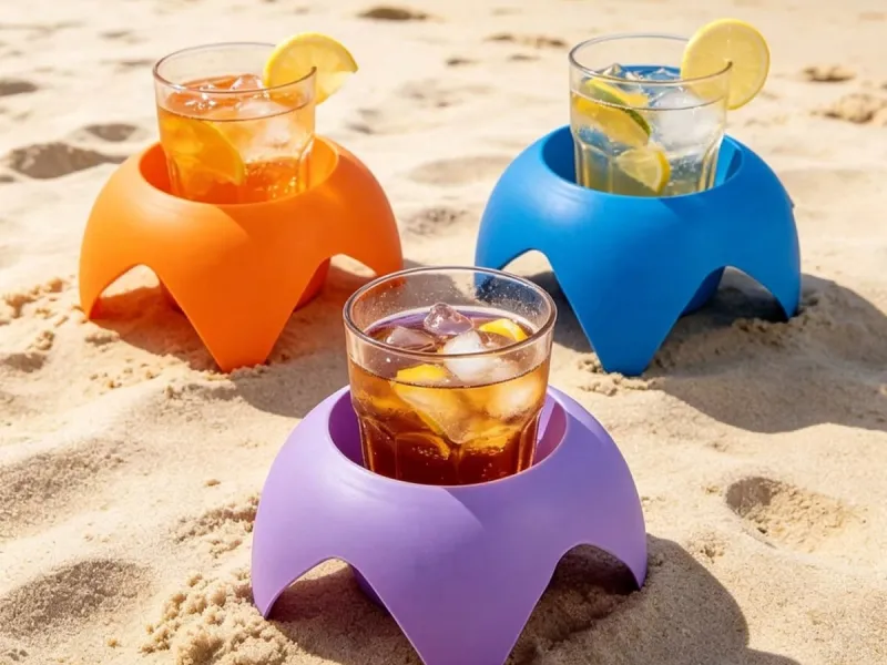 Beach cup holder in a curved star shape