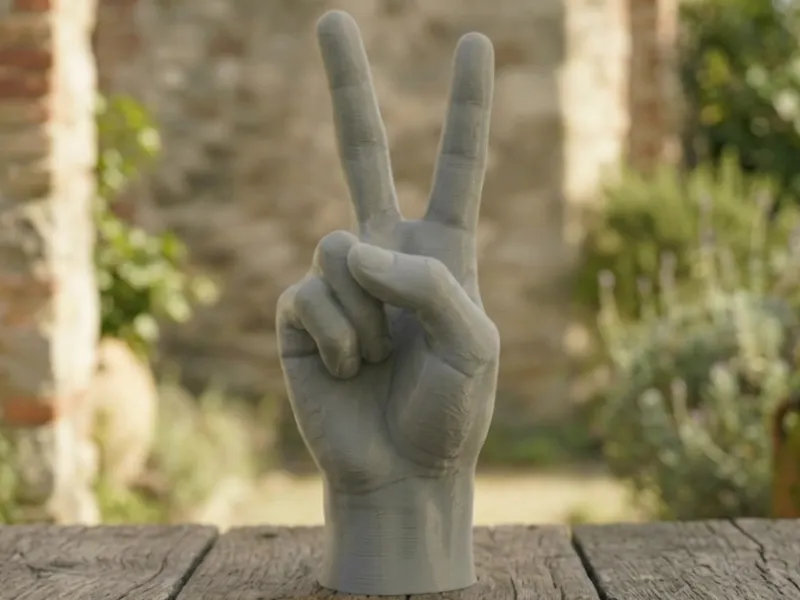Peace Sign Hand Sculpture: Realistic Victory Sign Statue