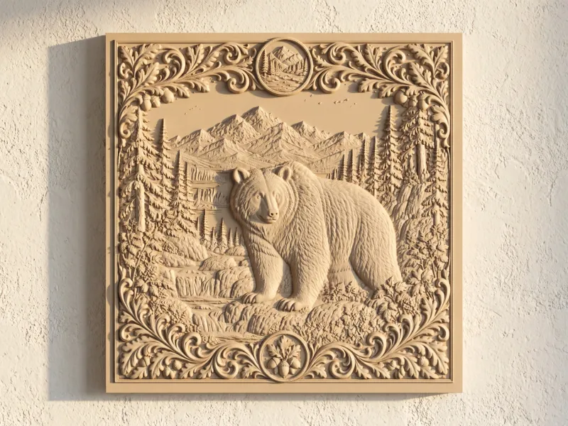 Black Bear Bas Relief North American Wildlife Wall Art