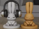 Cute Bunny Headphone Stand 3D Print STL File-0