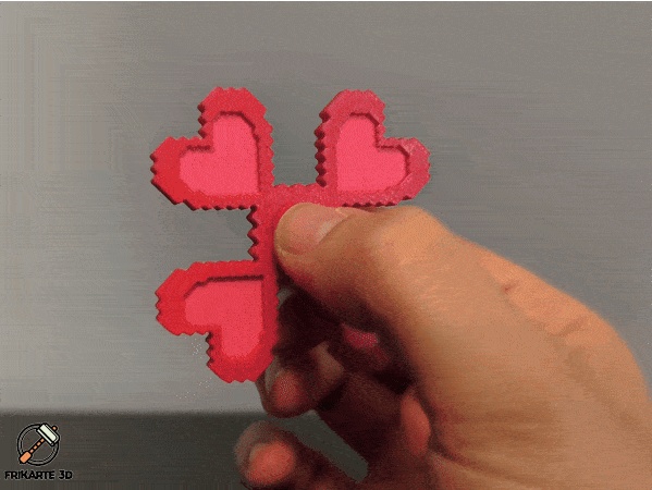 ❤️ Pixel Heart Multi Spinner – Bearing-Free 3D Printable Fid-0