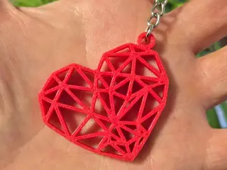 Geometric Heart and Long Heart Keychain Keyring