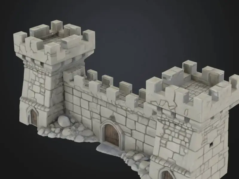 Mediewal stone wall with tower rpg game