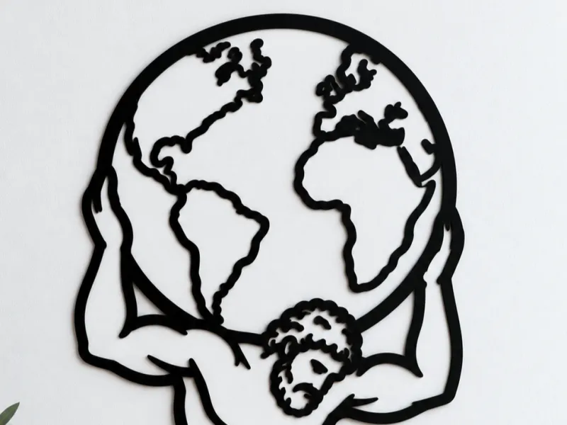 Atlas portant le monde wallart minimalist