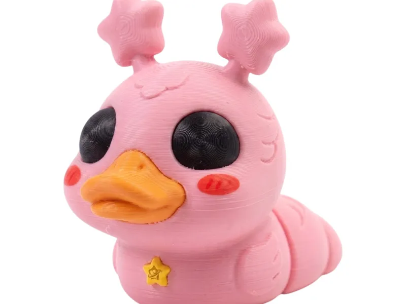FlexiSlugs Pink Puffball Duck - Flexi Articulated Chibi Slug