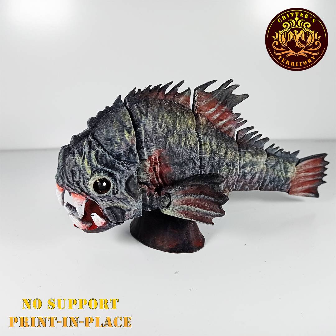 Articulated Print-In-Place Monster Piranha