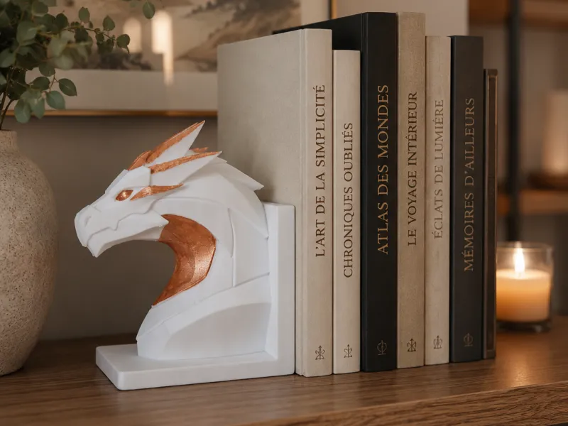 Serre livres deco dragon minimaliste