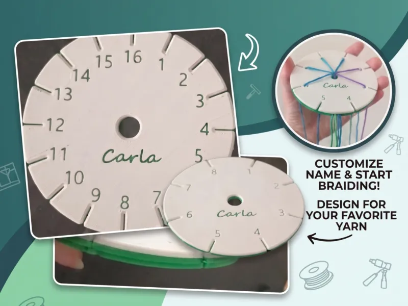 Discos de trenzado con nombre personalizable (8 y 16 ranuras)