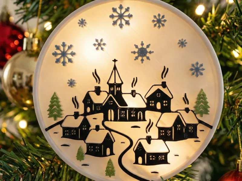 Snowy Village Christmas Tree Charm