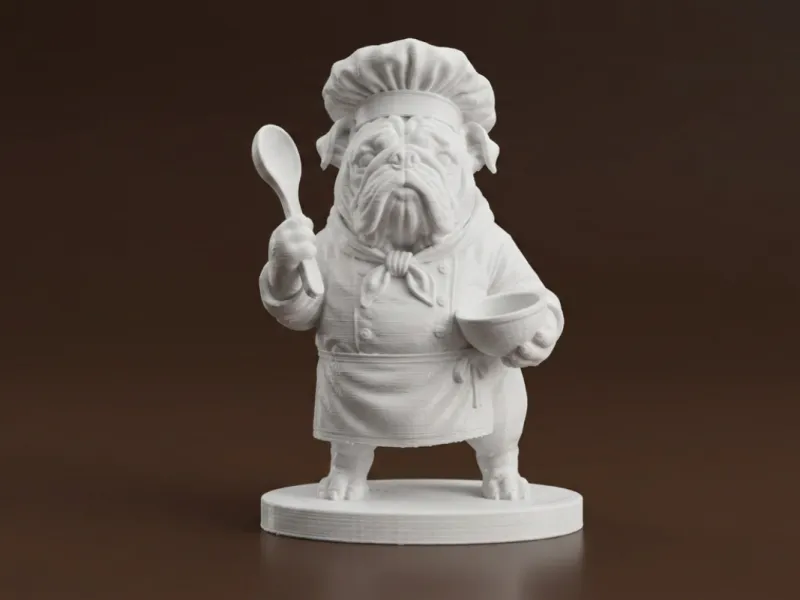 Cute Bulldog Chef Kitchen Decor Figurine 3D Model