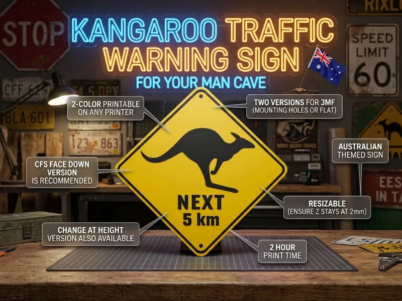 Kangaroo Traffic Sign for your Man Cave or Workshop