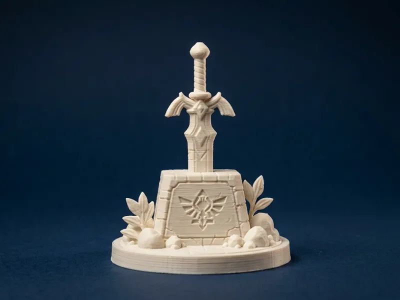 Figurilla de pedestal de espada legendaria
