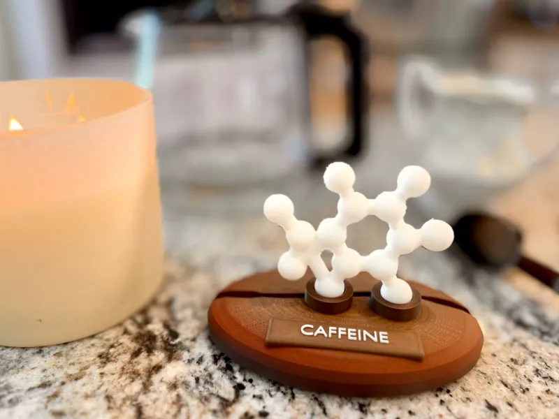 Molécula de cafeína com suporte
