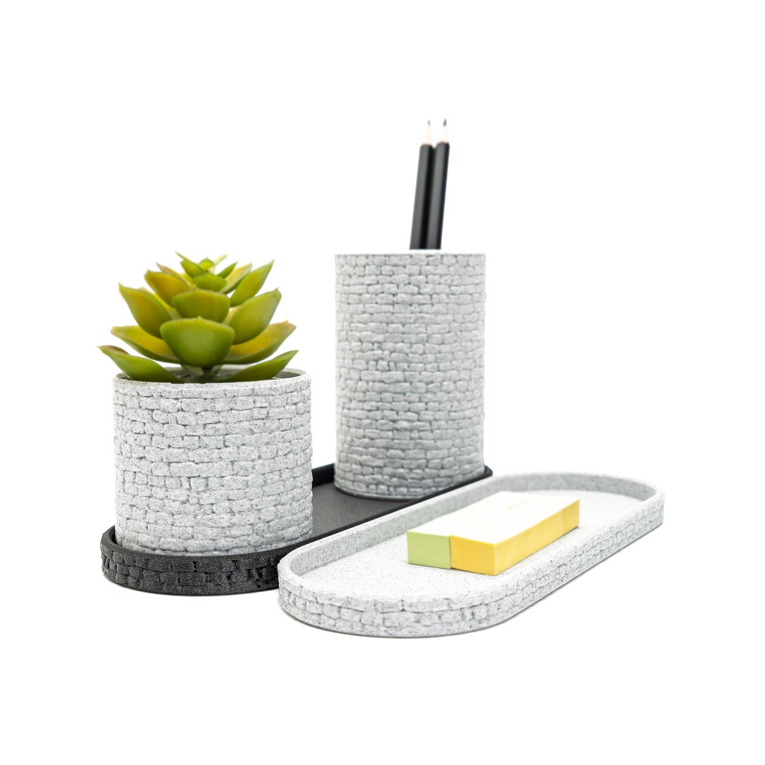 Stone Wall Desk Organizer Set