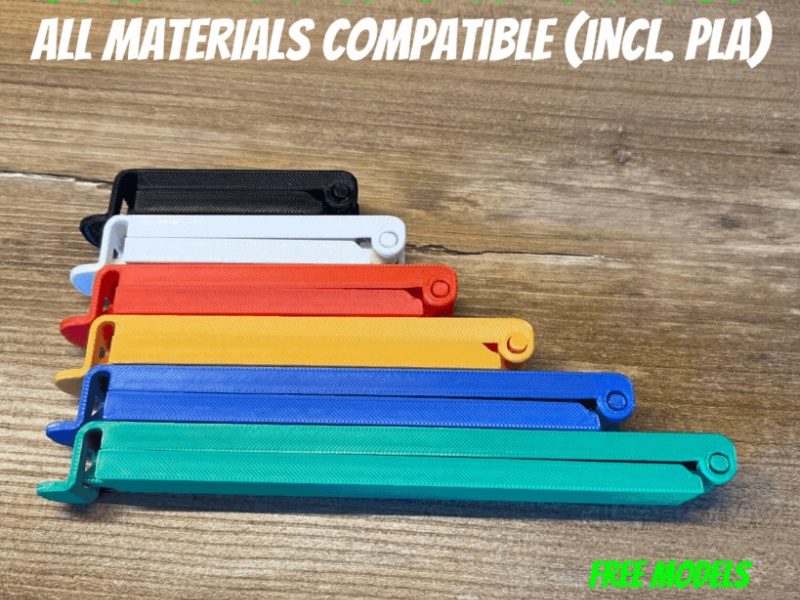 Clip - supported, all materials compatible (incl. PLA)