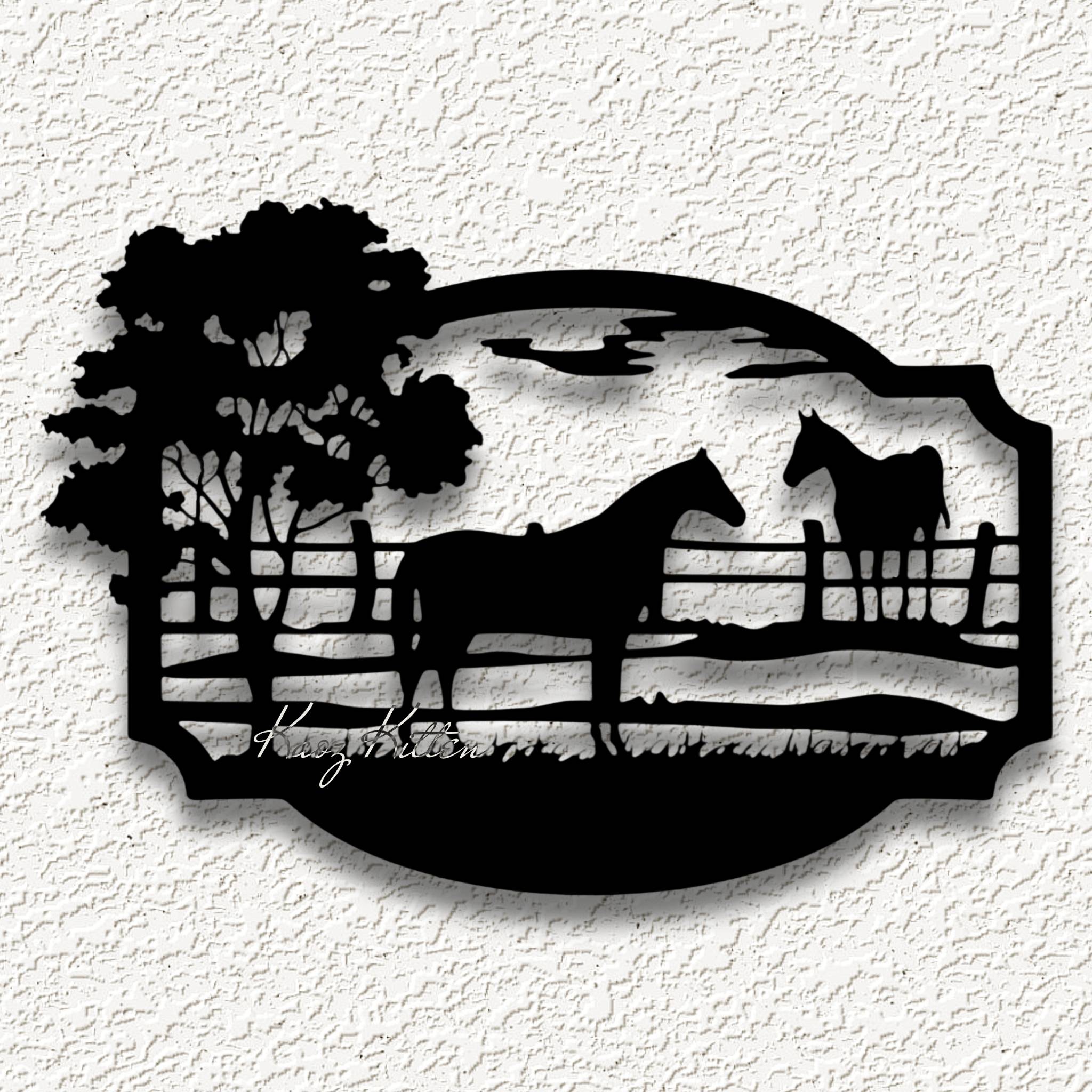 4 country western farm horses WALL ART HOME DECOR