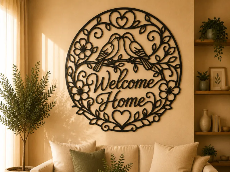 Welcome Home Floral Birds 2D Wall Art