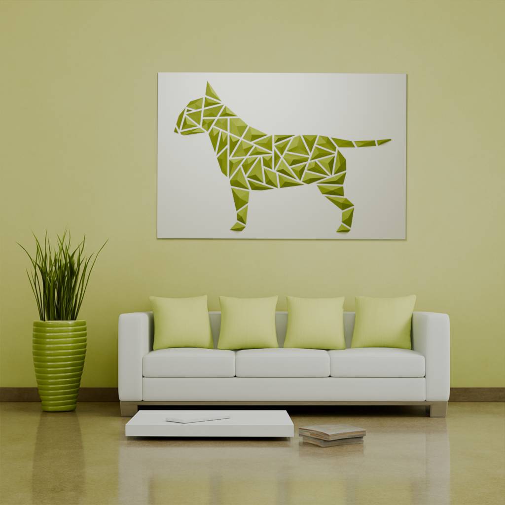 Quadro geométrico de parede para cão - "estilo Bull Terrier"