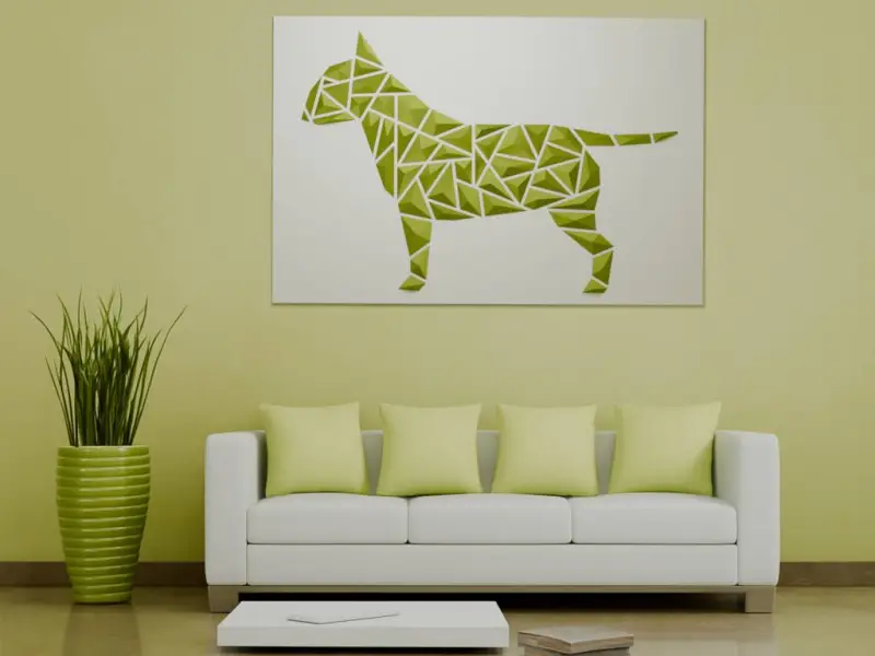 Arte de parede geométrica de cachorro - "Estilo Bull Terrier"