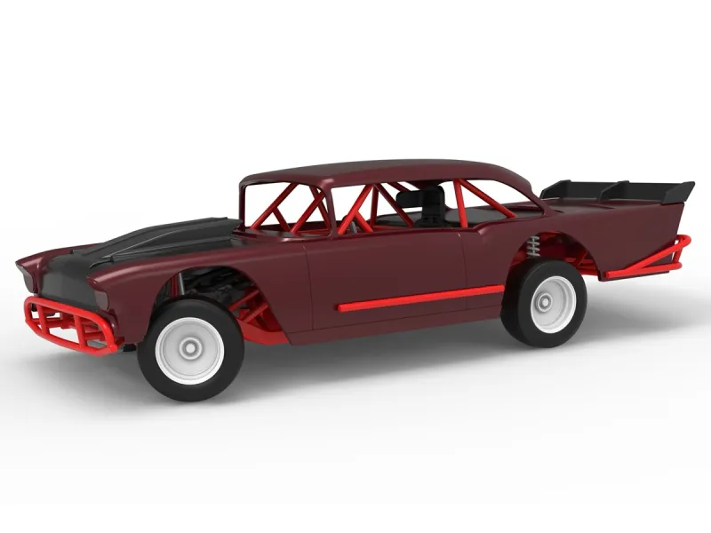 Vintage Dirt Modified stock car V9 while turning Scale 1:25