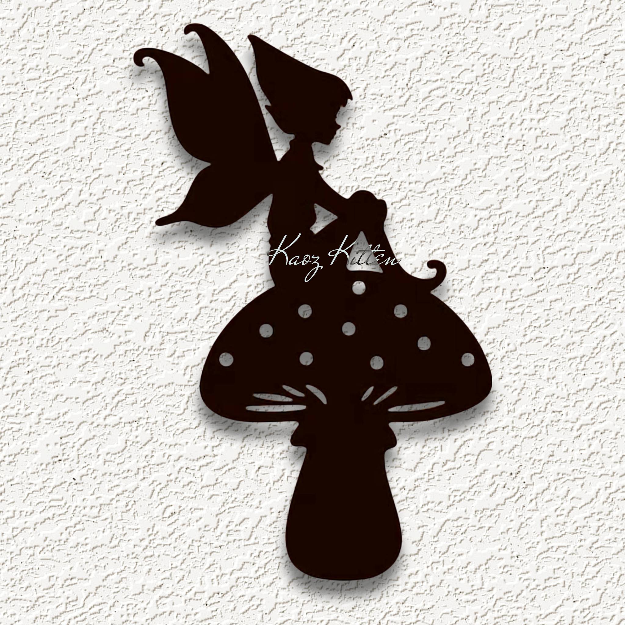 mushroom garden pixie fairy sprite wall art home decor