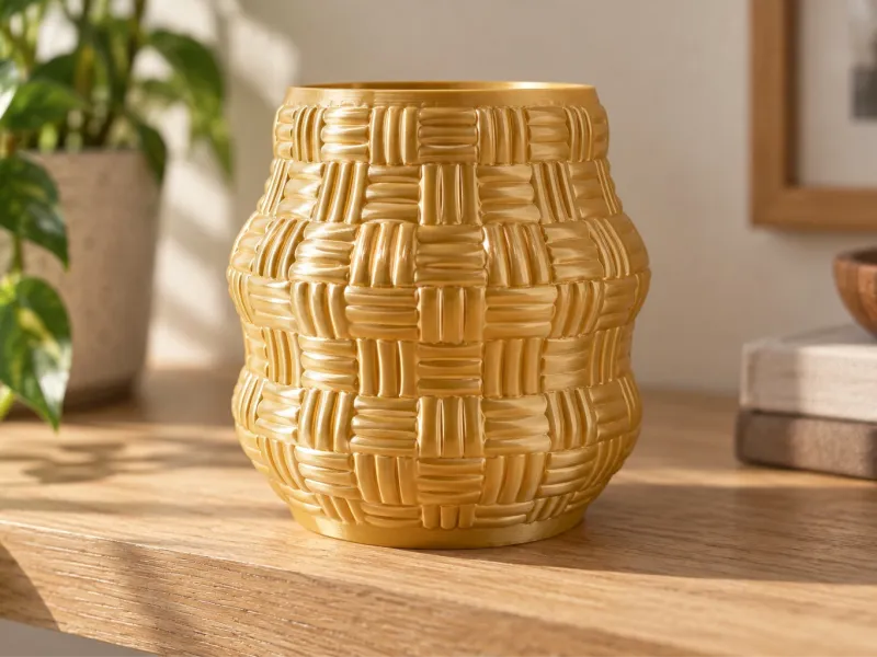 Bulb Vase with Basket Weave