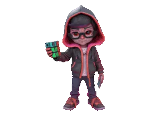 Hacker Kid with Rubick Cube ver 2