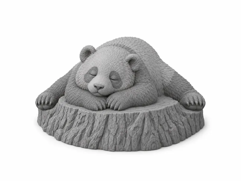 Sleeping Panda Cub on Stump