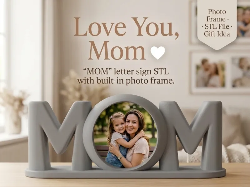 Lettere MOM con Cornice Portafoto - Portafoto per la Festa della Mamma