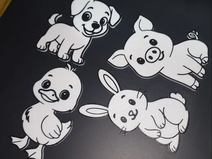 Set de Figuras 3D para Pintar (Perro, Cerdito, Patito y Cone