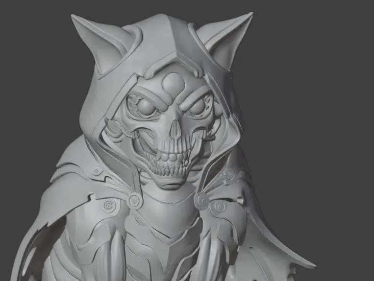 Cyberpunk Hooded Skull Cyborg Cat 3D