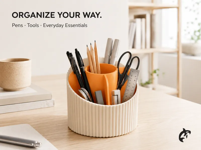 Multi-Compartment Desk Organizer & Pen Holder