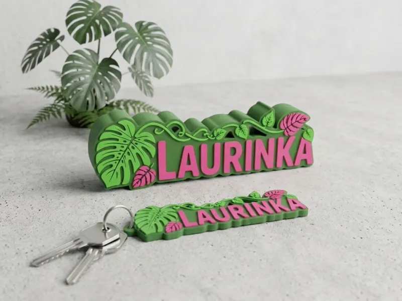 Laurinka Tropical Desk Nameplate & Keychain Set