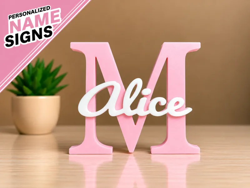 Placa de Nome 3D - M Alice