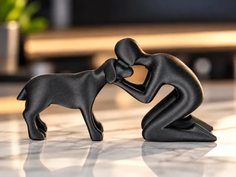 Dog & Human Love Sculpture – 3D Printable Gift