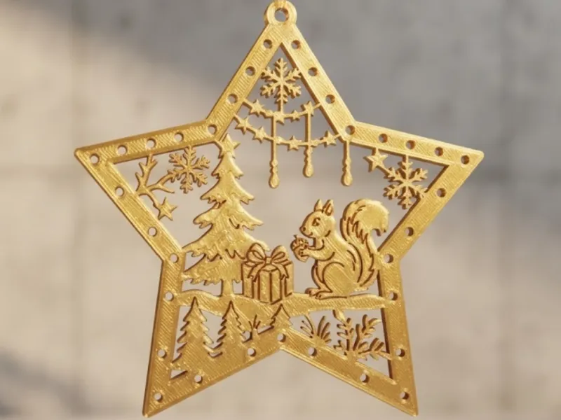 5 Parçalı Lazer Tarzı Ahşap Görünümlü Noel Ağacı Süsleri Seti