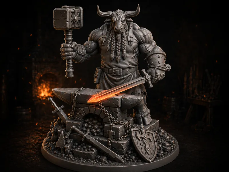 Durgan  Blacksmith | Master Forge Minotaur | 32mm Printable