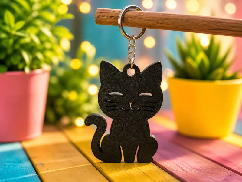 Cute Cat Keychain – Minimal Kawaii Kitty
