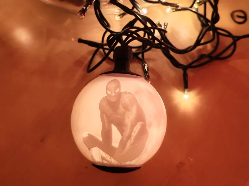 Christmas Spiderman Lithophane Ball