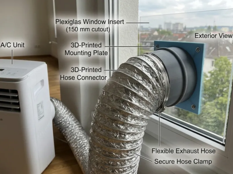 Adaptateur de gaine d'évacuation de 150 mm et traversée de fenêtre universelle
