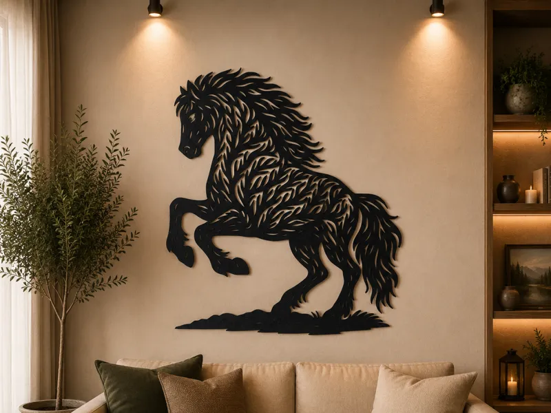Arte da Parete 2D del Maestoso Cavallo Selvaggio
