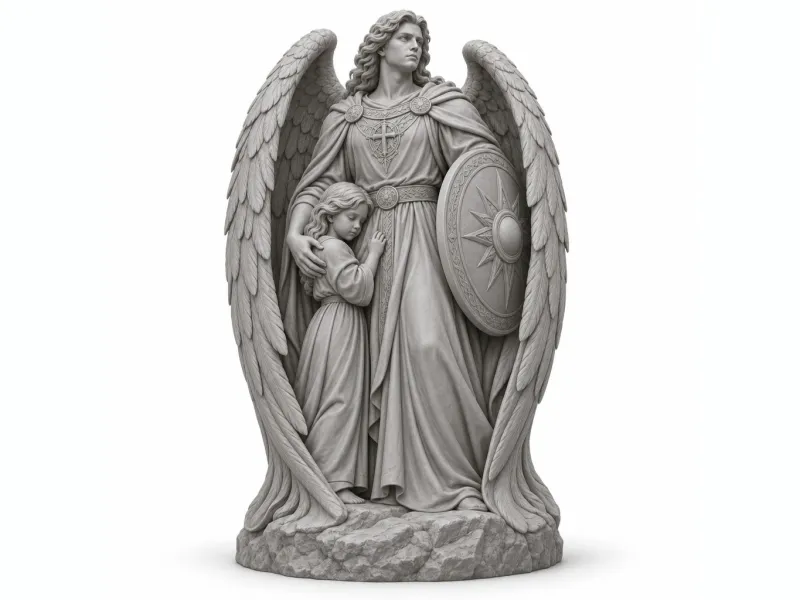 Guardian Angel with Child and Shield