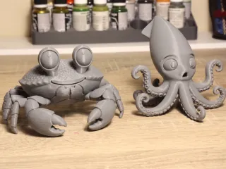 Crab and Squid cartoon