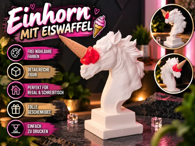 Unicorn cu con de înghețată – Figurină decorativă amuzantă | Înghețată