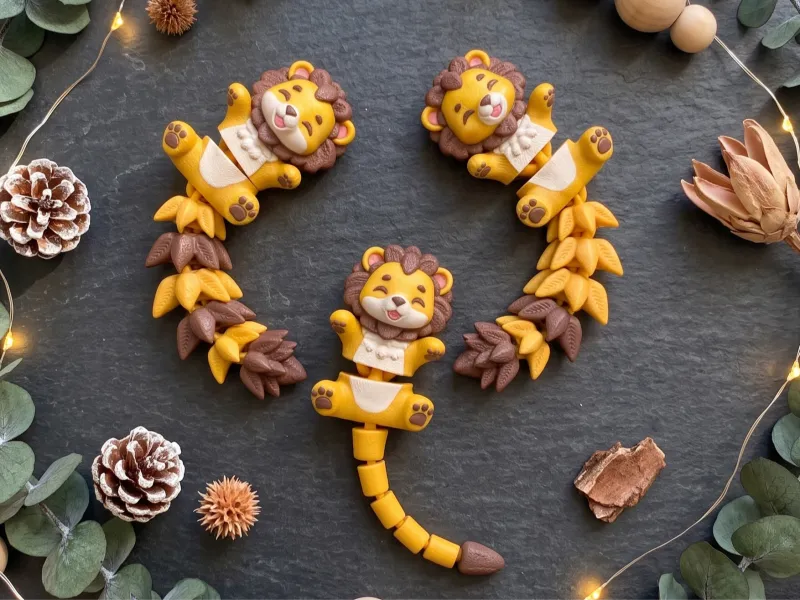 FREE - Fluffy Tails Cute Flexi Lion - Toy, Keychain, Magnet