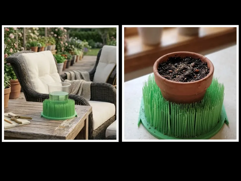 Posavasos de jardín de césped artificial de doble uso