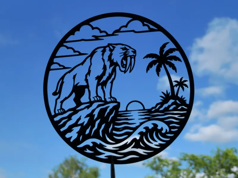 Saber Tooth Tiger Sunset Landscape 2D Wall Art