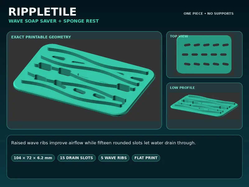 RippleTile – Wave Soap Saver & Sponge Rest